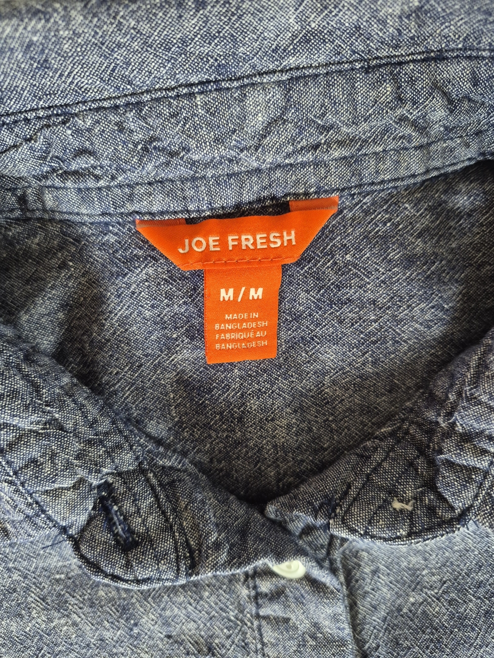 Joe Fresh Linen Shirt Dress Blue Medium Casual Boho Chambray Shift - Picture 6 of 9